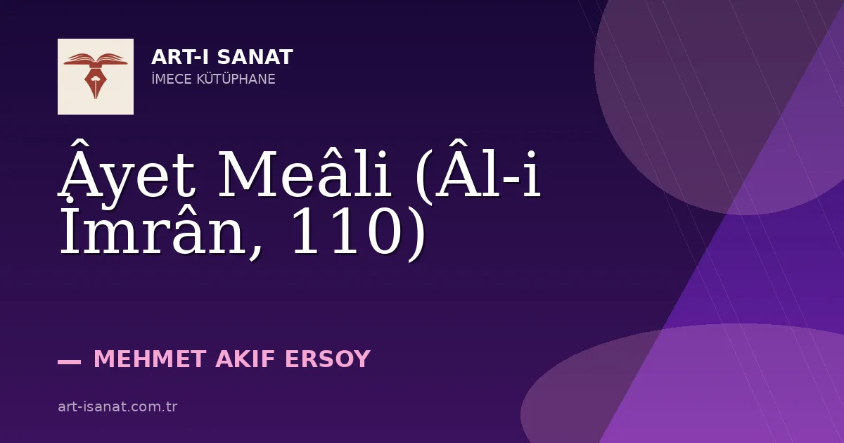 Âyet Meâli (Âl-i İmrân, 110)