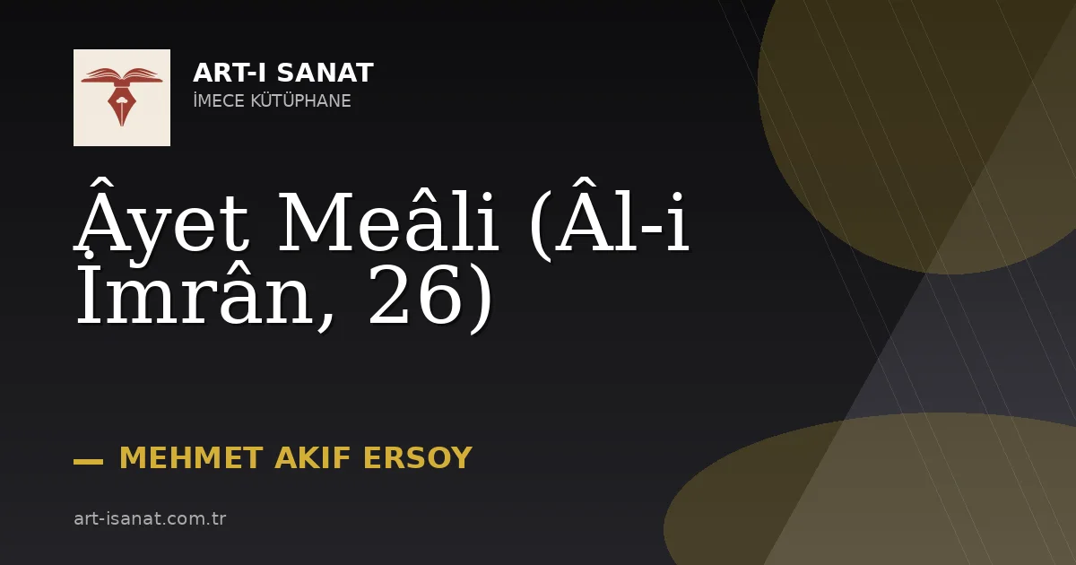 Âyet Meâli (Âl-i İmrân, 26)