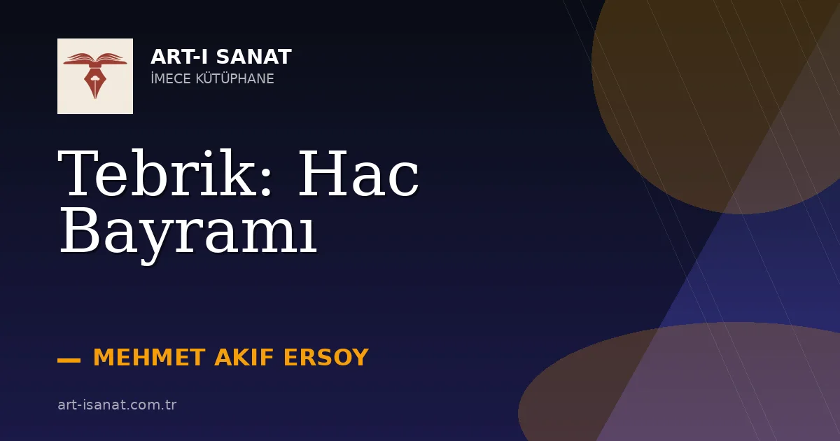 Tebrik: Hac Bayramı